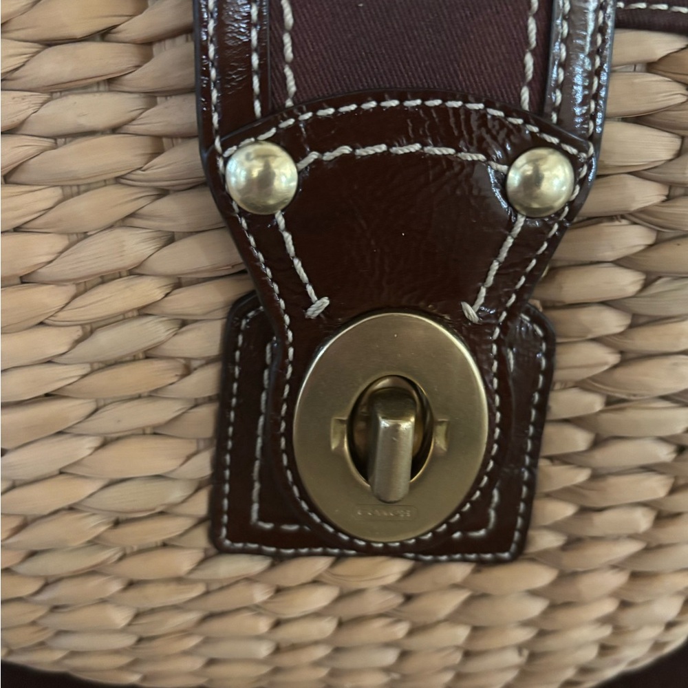 Coach Brown and Tan Woven Tote - Picture 6 of 10